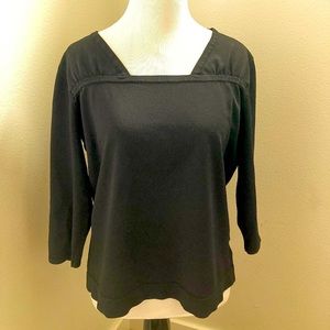 east5th Black 3/4 Sleeve Square Neck Blouse, Women's L